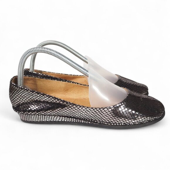 French Sole FS/NY Zeppa Metallic Low Wedge Ballet Flats Women's 8.5 Silver - Picture 4 of 11